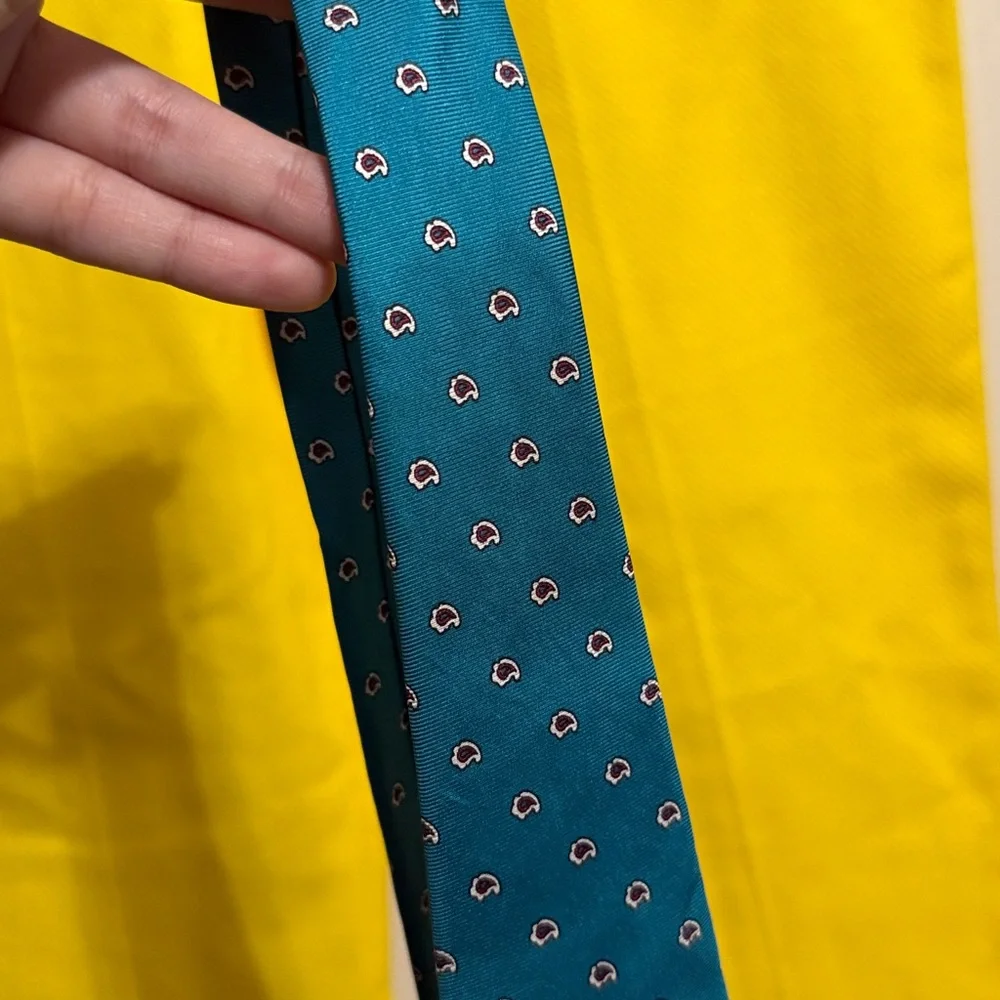💙💖Vintage‎ Christian Dior Turquoise Paisley Pattern Silk Tie Luxury Old Money